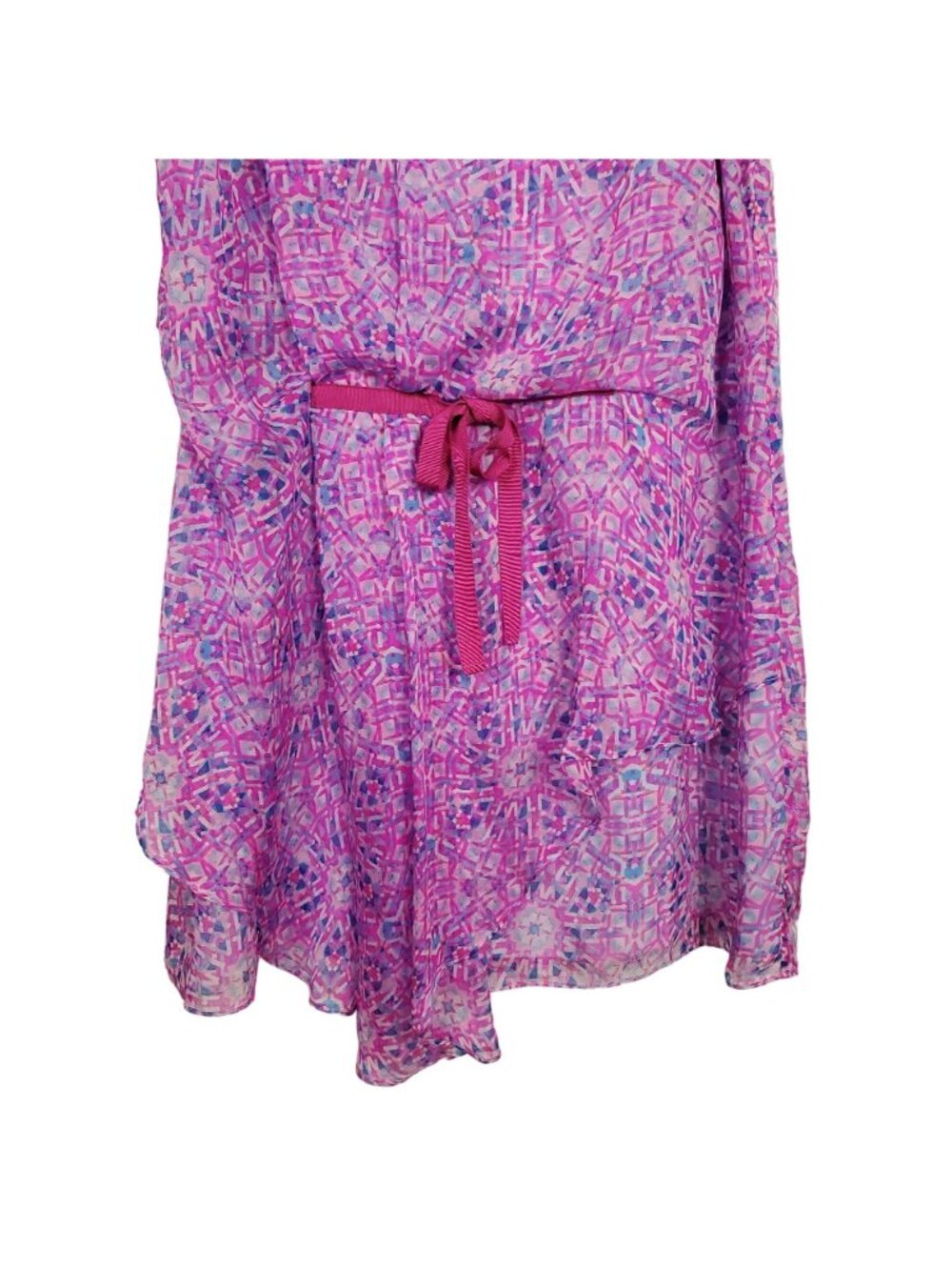 Sundance Size 8 Dress Silk Chiffon Sleeveless Sheer Mosaic Overlay Boho Festival - Picture 4 of 11